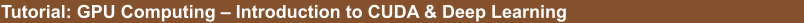 Tutorial: GPU Computing – Introduction to CUDA & Deep Learning